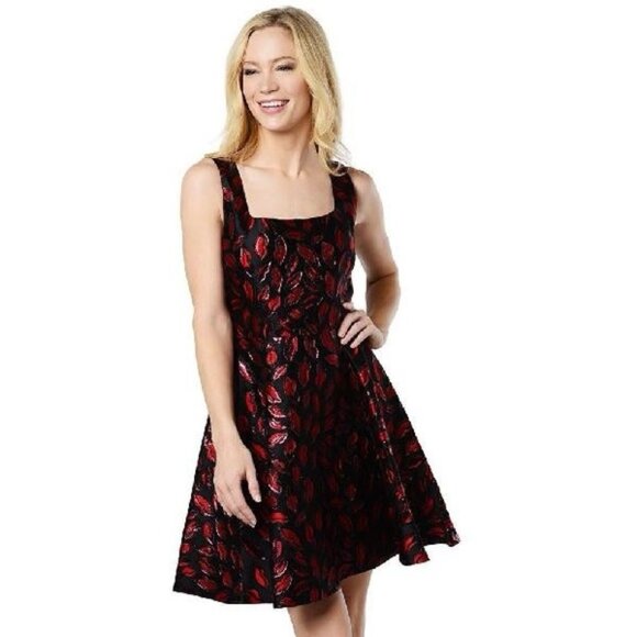 NWT DIANE VON FURSTENBERG Fit & Flare Jaquard Metallic Lip Print Mini Dress Sz 2 - Picture 1 of 16